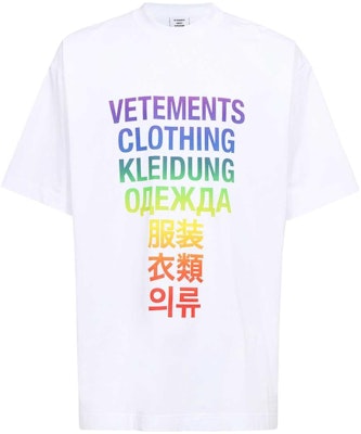 Vetements SS23 Baju-T Putih Lelaki Cetakan Huruf Berwarna Pendek Lengan. UE63TR101Z-1200 Buy Vetements SS23 Baju-T Putih Lelaki Cetakan Huruf Berwarna Pendek Lengan. UE63TR101Z-1200