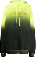Vetements SS23 Gradient Letter Print Hoodie Fluorescent Yellow Obsidian Black Unisex UE54HD200Y Vetements SS23 Gradient Letter Print Hoodie Fluorescent Yellow Obsidian Black Unisex UE54HD200Y
