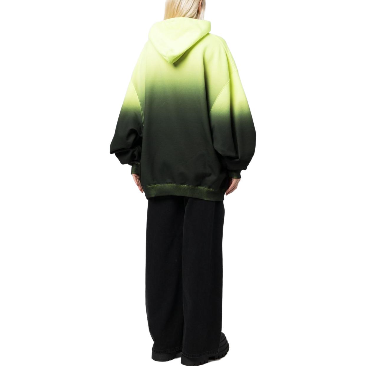 Shop 베트멍 SS23 그라데이션 레터 프린트 후디 형광옐로우 옵시디언블랙 유니섹스 UE54HD200Y