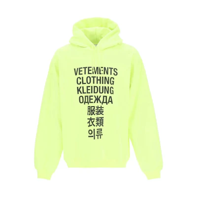 Vetements SS23 Letter Print Hoodie Fluorescent Yellow Long Sleeve UA53HD100Y-1605-NEOYL
