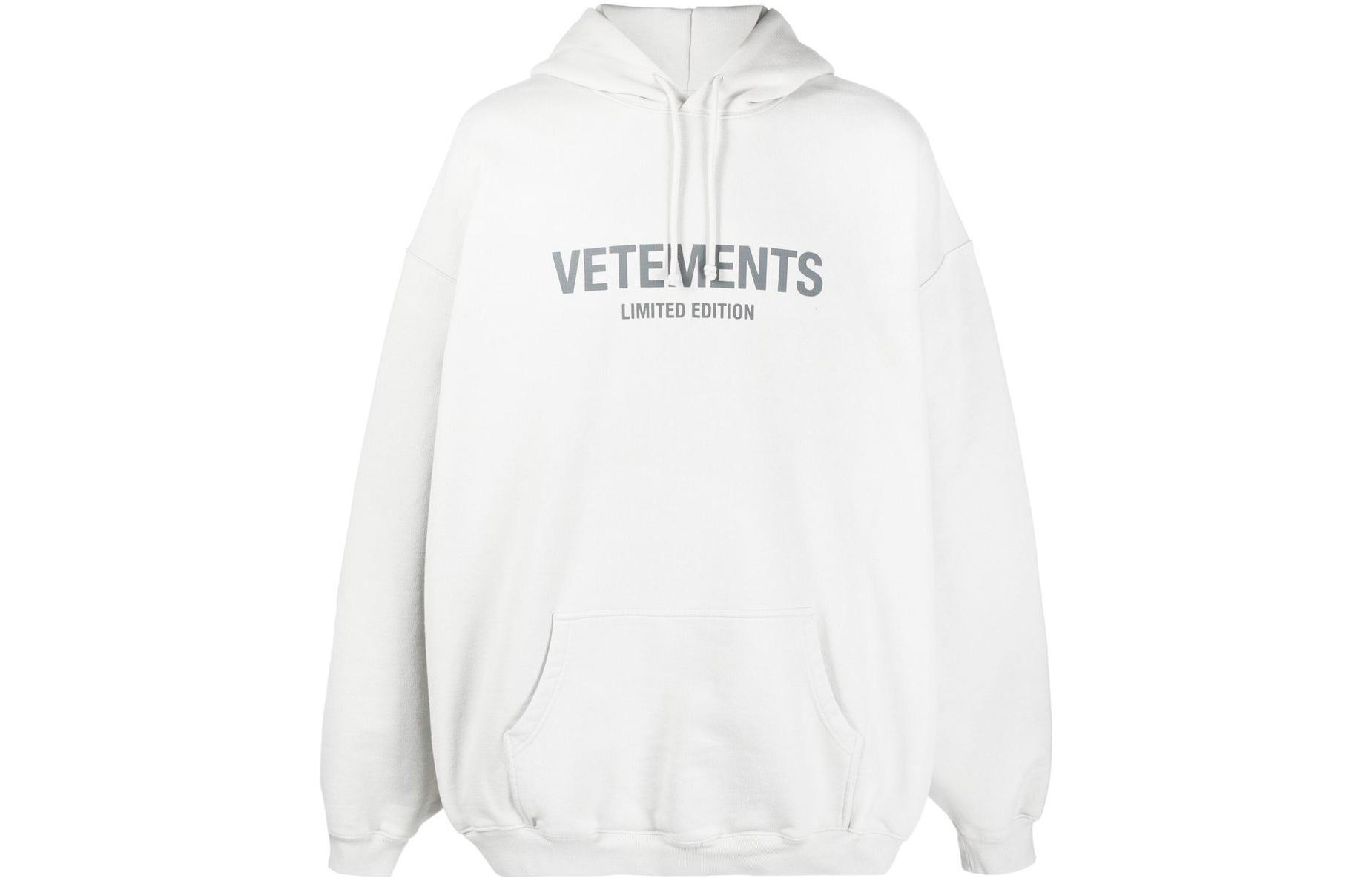 Vetements SS23 Logo Print Casual Hoodie Men’s Grey White UE63HD700XDIRTYWHITE