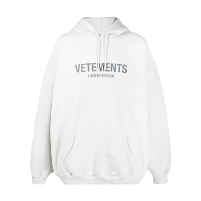 Vetements SS23 Logo Print Casual Hoodie Men’s Grey White UE63HD700XDIRTYWHITE