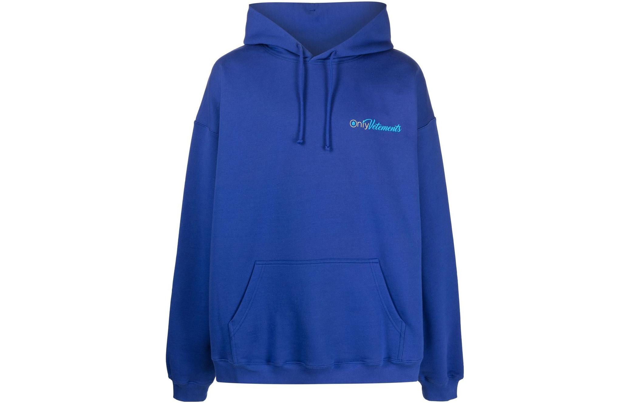 Vetements SS23 Logo Print Drawstring Hoodie Blue UA63HD161N-1302