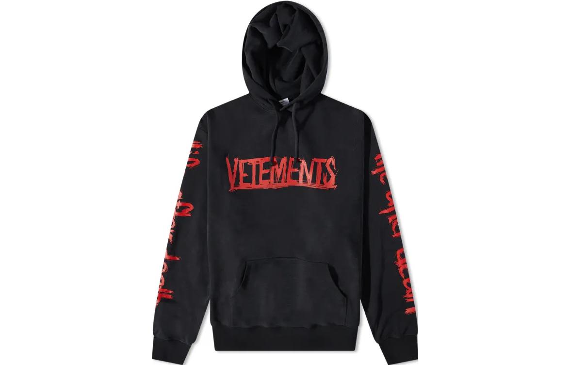 Vetements SS23 Logo Print Pullover Hoodie Black UE54HD600B