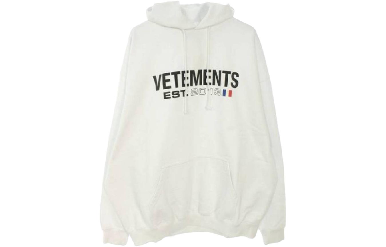 Vetements SS23 Oversized Letter Print Hoodie White Long Sleeve Pullover UE54HD100W1302WHITE