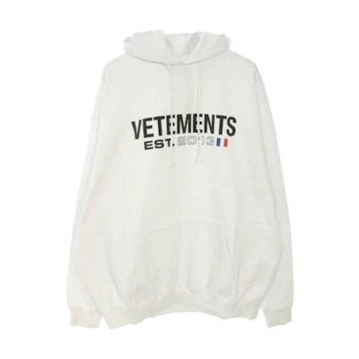 Vetements SS23 Oversized Letter Print Hoodie White Long Sleeve Pullover UE54HD100W1302WHITE