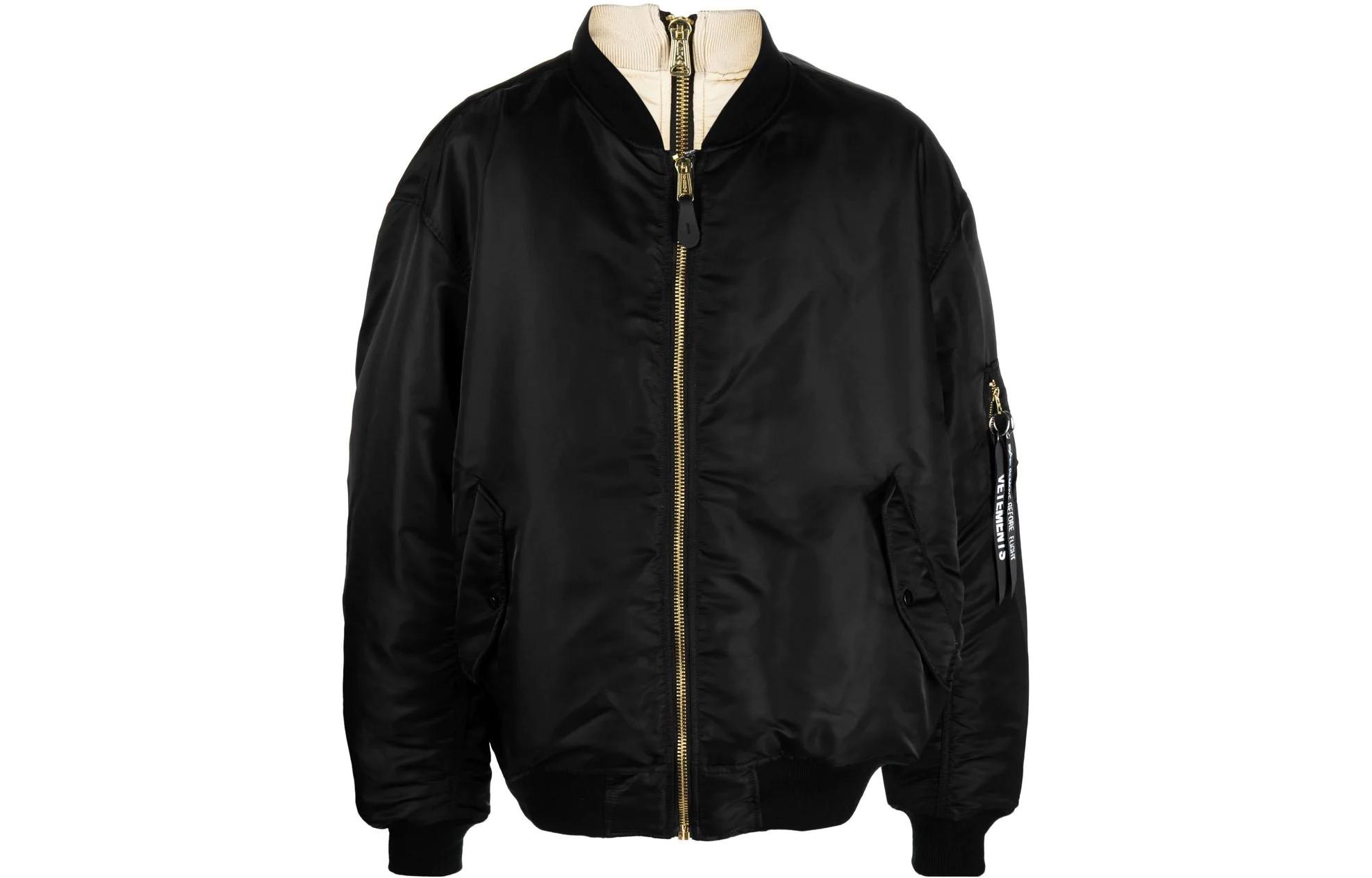 Vetements SS23 Reversible Black Long Sleeve Jacket with Logo Print for Men UE63JA121B-1307