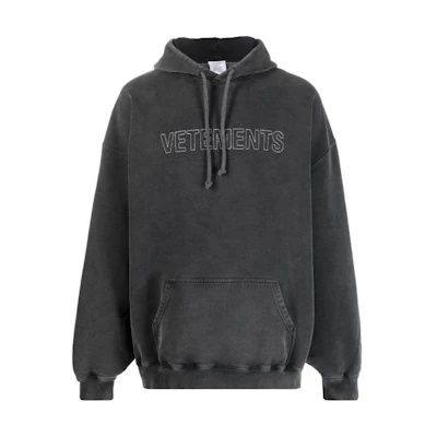 Vetements SS23 Solid Color Embroidered Logo Hoodie Men’s Dark Gray UE63HD445