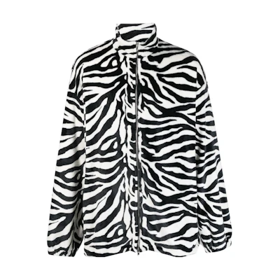 Vetements SS23 Zebra Print High-Neck Zip-Up Jacket Black UE63JA200Z-ZEBR