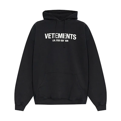 Vetements SS24 Black Oversized Logo Hoodie for Men UA65HD250B1302-BLACK