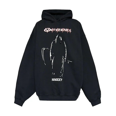 Vetements SS24 Black Oversized Printed Hoodie Long Sleeve Pullover UA65HD450B-BLACK