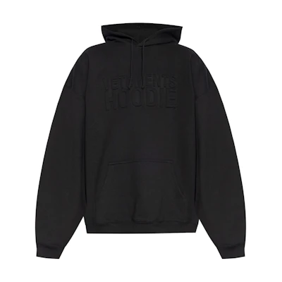 Vetements SS24 Black Oversized Pullover Hoodie Casual Letter Logo. UA65HD370B1302-BLACK