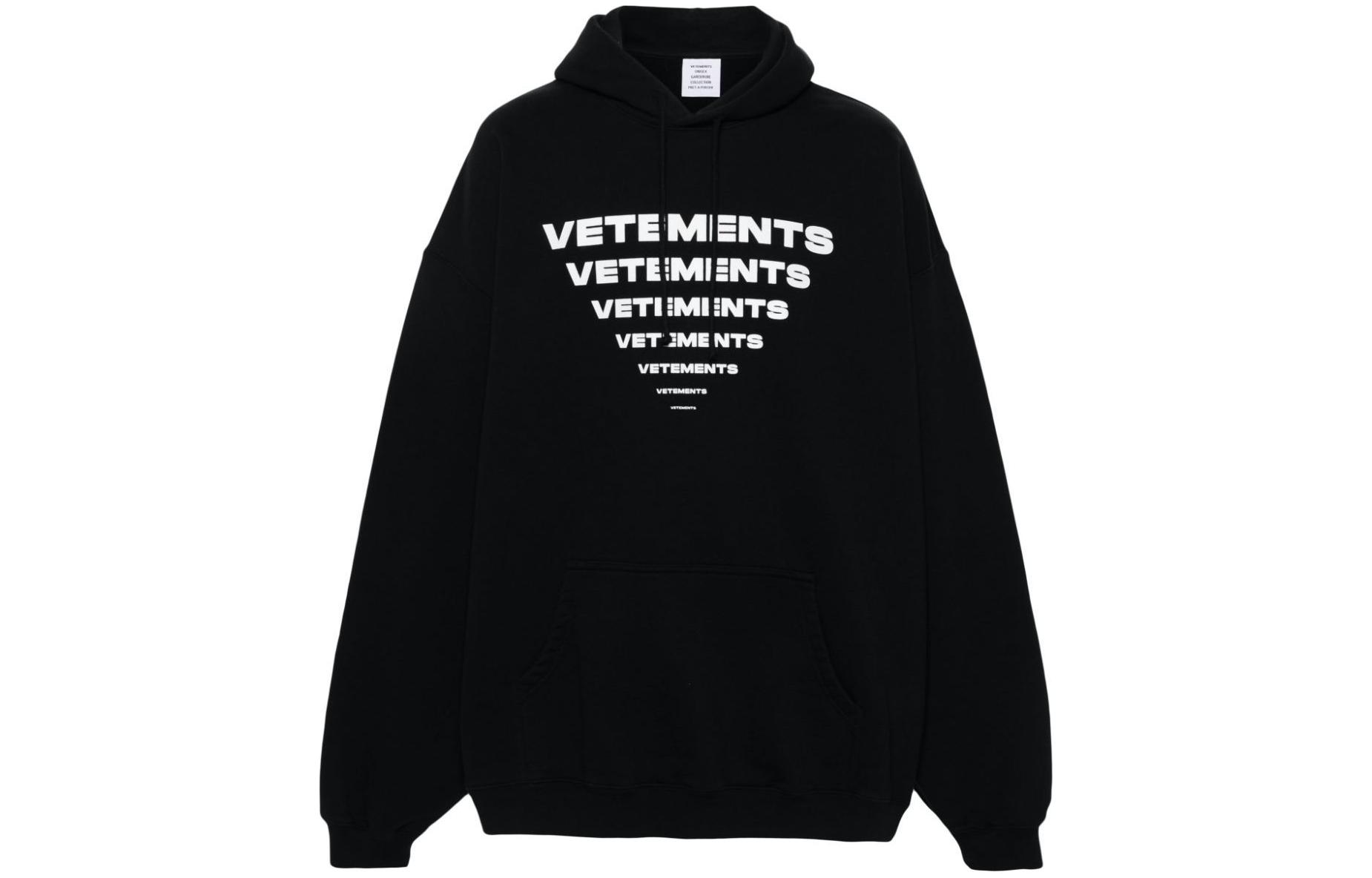 Vetements SS24 Comfort Letter Pattern Pullover Hoodie Unisex Black UE64HD120B-BLACK