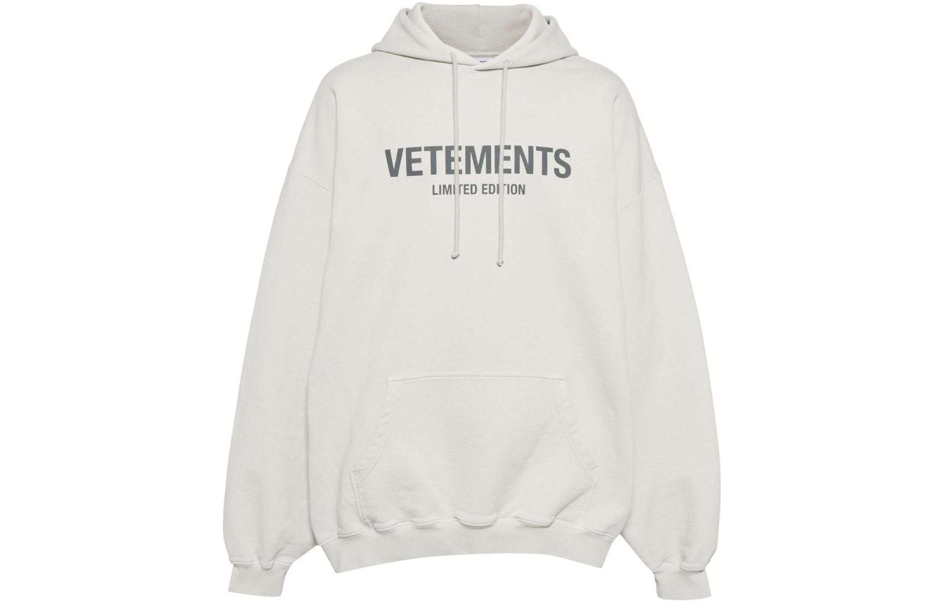 Vetements SS24 Letter Graphic Comfy Pullover Hoodie Men’s Light Grey UE64HD600O-GREY
