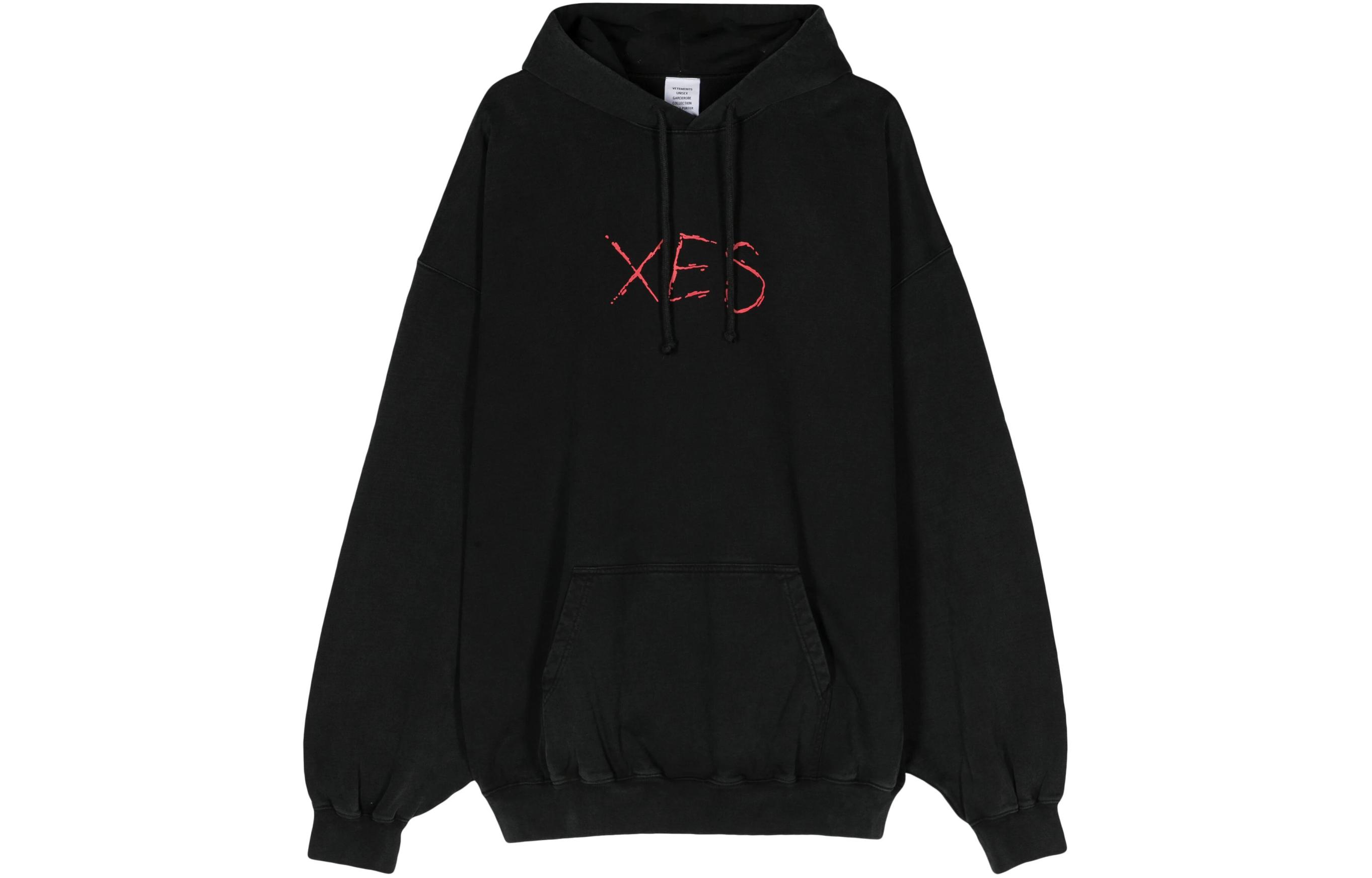 Vetements SS24 Letter Graphic Pullover Hoodie Black UE64HD170B-BLACK