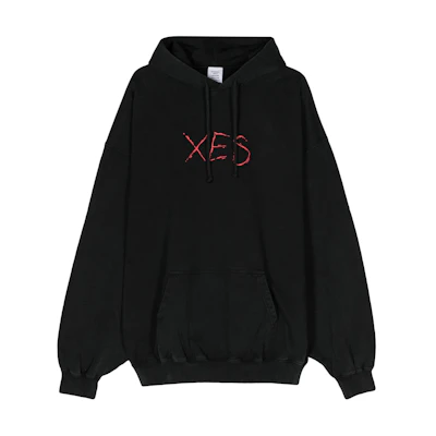 Vetements SS24 Letter Graphic Pullover Hoodie Black UE64HD170B-BLACK