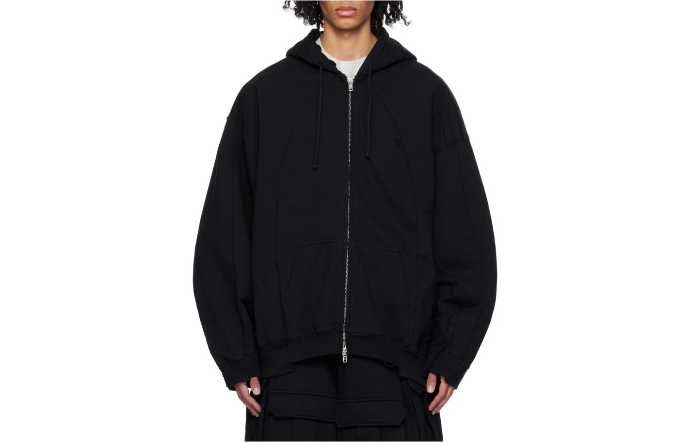 Vetements SS24 Oversized Hoodie with Embroidered Logo Black 241669M202020