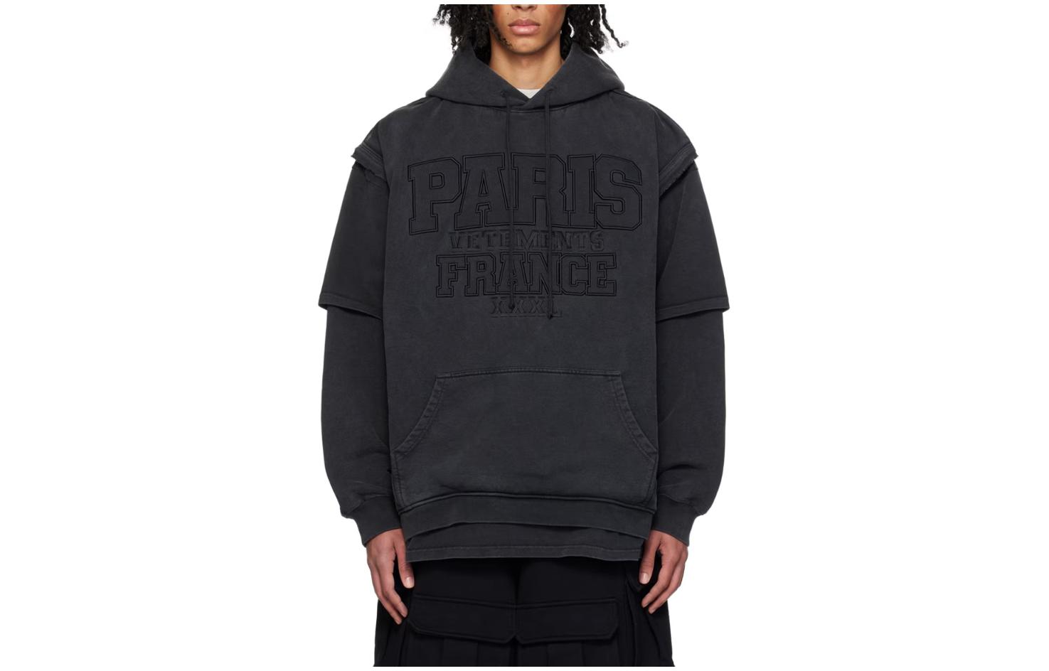 Vetements SS24 Oversized Logo Hoodie Black Long Sleeve 241669M202021