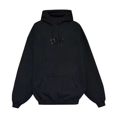 Vetements SS24 Oversized Logo Print Hoodie Black Long Sleeve Sweatshirt UA65HD480B1302-BLACK