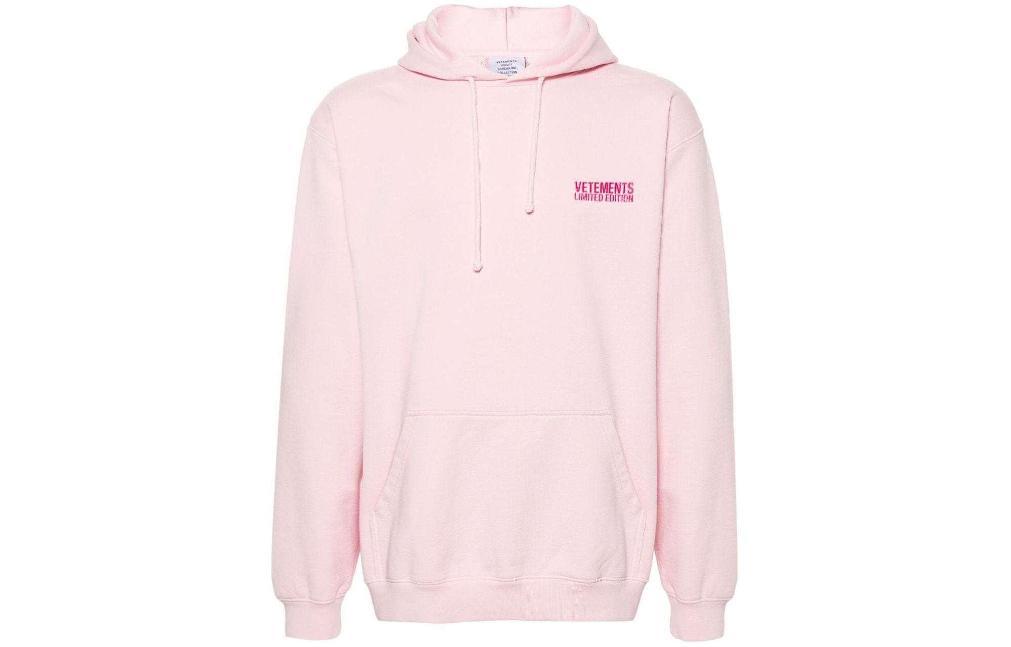 Vetements SS24 Pink Letter Pattern Unisex Pullover Hoodie - Rose Pink Color UE64HD500P-PINK