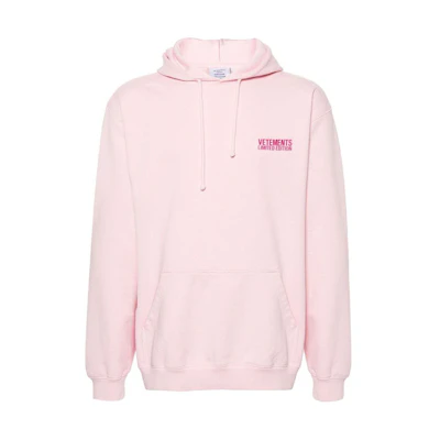 Vetements SS24 Pink Letter Pattern Unisex Pullover Hoodie - Rose Pink Color UE64HD500P-PINK