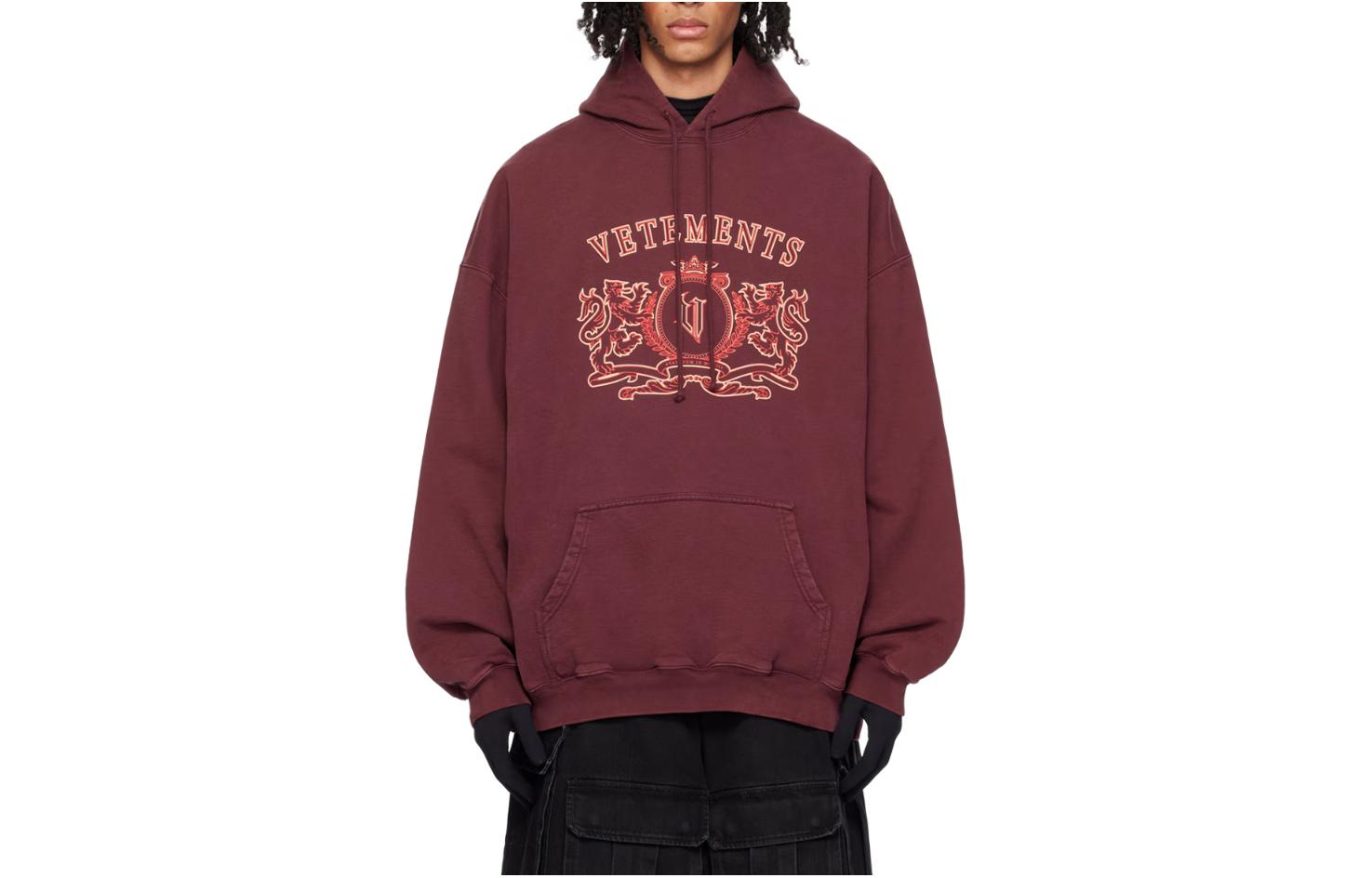 Vetements SS24 Red Oversized Logo Hoodie Long Sleeve 241669M202013
