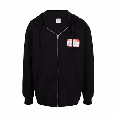Vetements Unisex Black Logo Tag Hoodie Sweatshirt UE52TR420B-BLACK