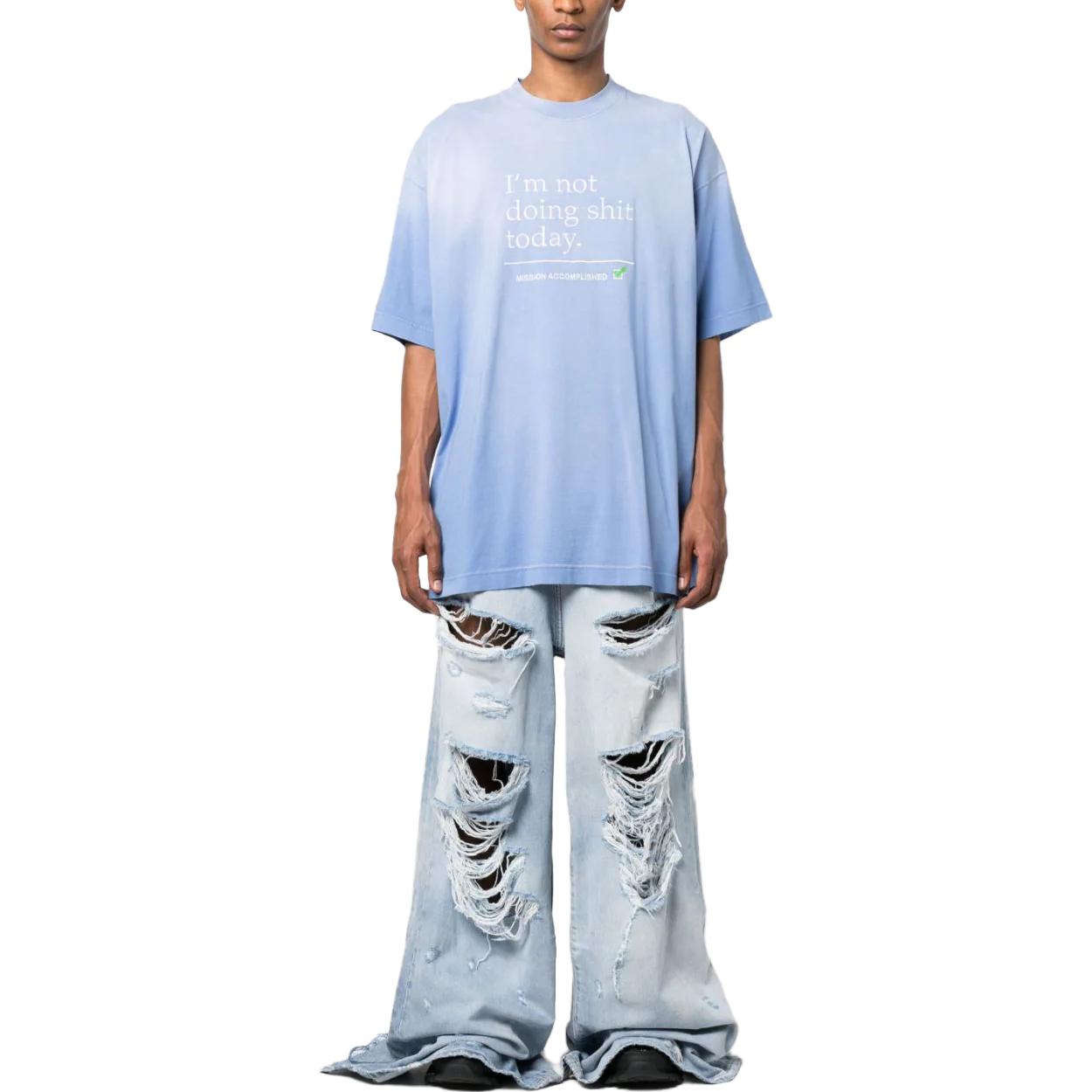 Shop 베트멍 유니섹스 블루 크루넥 레터 로고 프린트 티셔츠. UE54TR150N-WASH