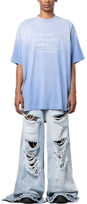 베트멍 유니섹스 블루 크루넥 레터 로고 프린트 티셔츠. UE54TR150N-WASH Shop 베트멍 유니섹스 블루 크루넥 레터 로고 프린트 티셔츠. UE54TR150N-WASH