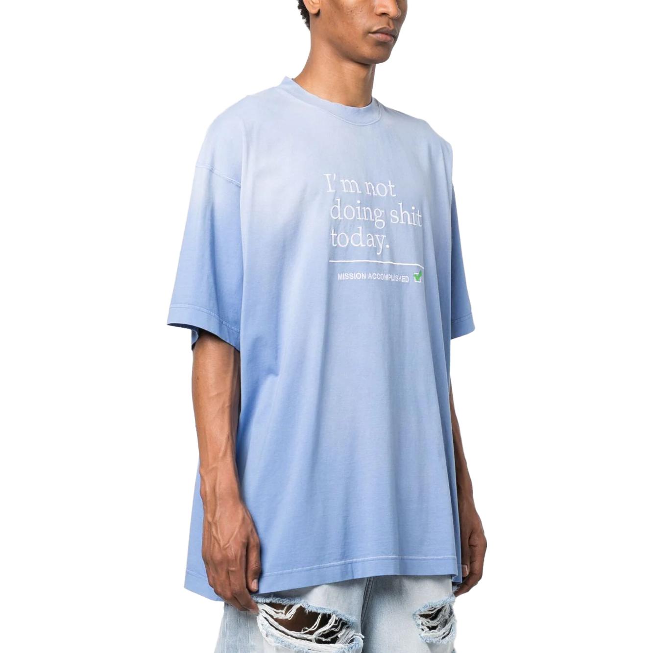 Details for 베트멍 유니섹스 블루 크루넥 레터 로고 프린트 티셔츠. UE54TR150N-WASH