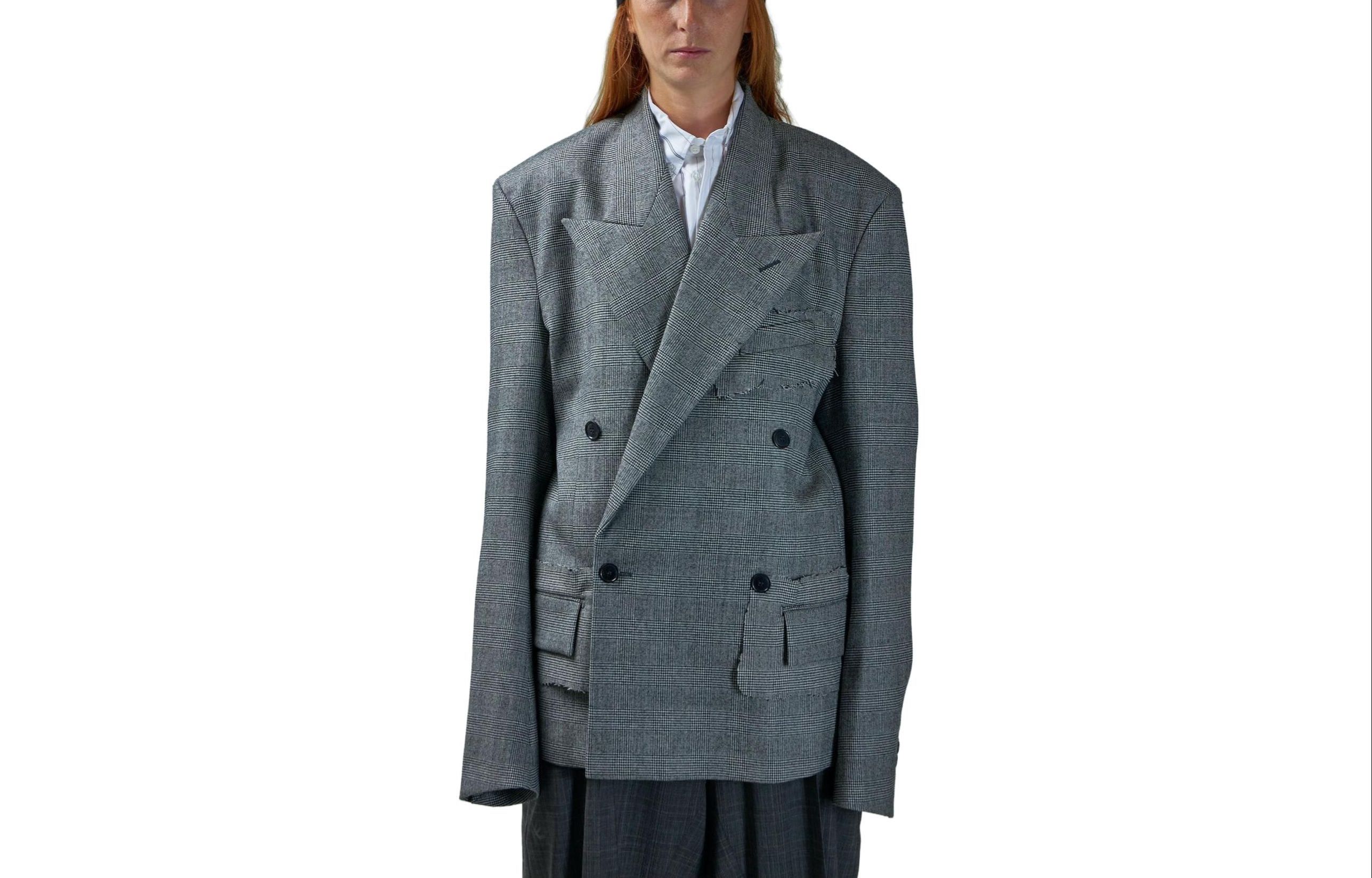 Vetements Unisex Double-Breasted Oversized Jacket Coat Gray UE54JA580Q-GREY