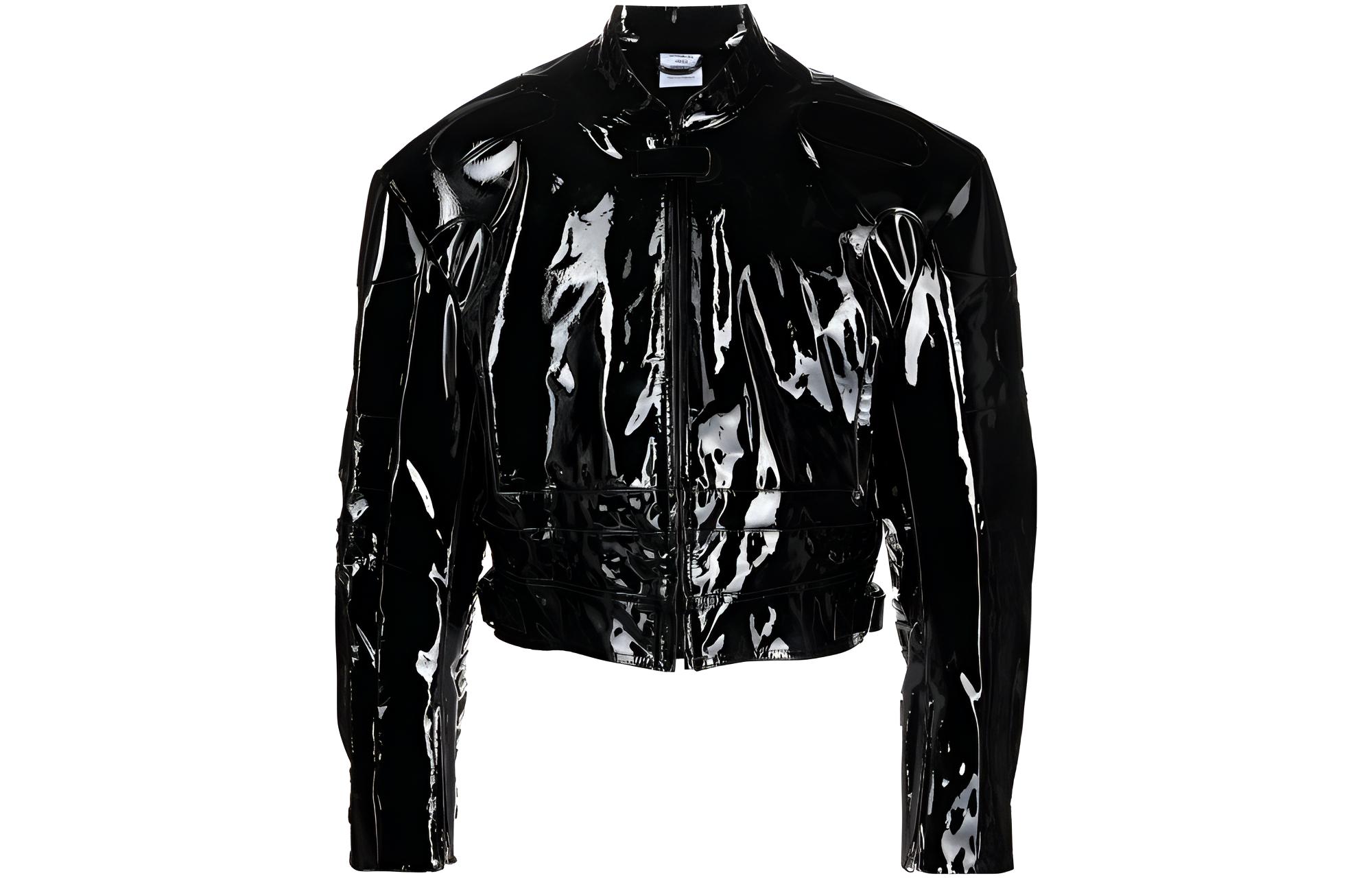 Vetements Unisex Solid Color Zip-Up Turtleneck Jacket Black UE63JA995B- BLACK