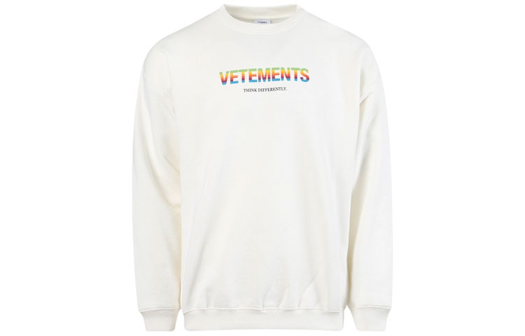 Vetements White Crewneck Sweatshirt with Logo Print UE51TR630W-WHITE
