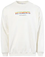 Vetements White Crewneck Sweatshirt with Logo Print UE51TR630W-WHITE Vetements White Crewneck Sweatshirt with Logo Print UE51TR630W-WHITE
