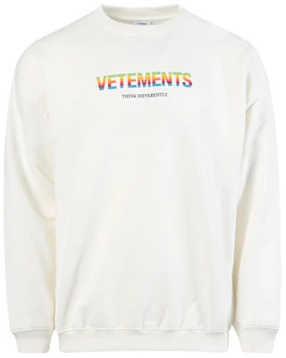 Vetements White Crewneck Sweatshirt with Logo Print UE51TR630W-WHITE Buy Vetements White Crewneck Sweatshirt with Logo Print UE51TR630W-WHITE