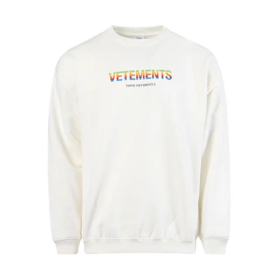 Vetements White Crewneck Sweatshirt with Logo Print UE51TR630W-WHITE