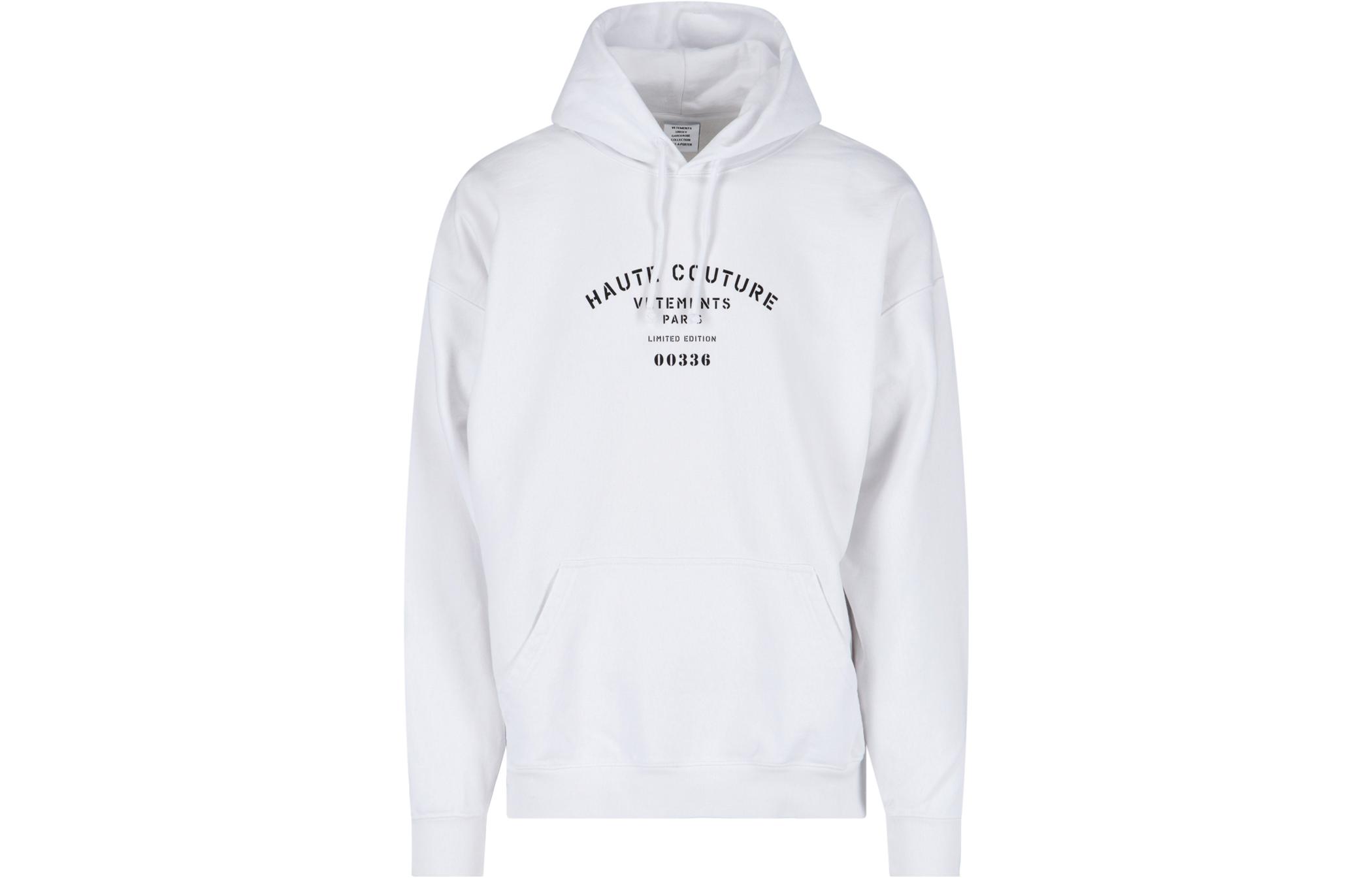 Vetements White Pullover Hoodie with Drawstring and Letter Print UA53HD360W1606WHITE