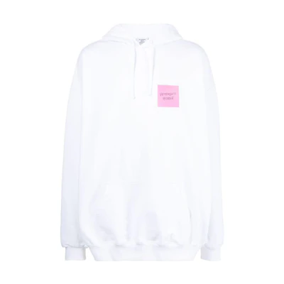 Vetements White Solid Color Logo Print Sweatshirt UE54HD460W