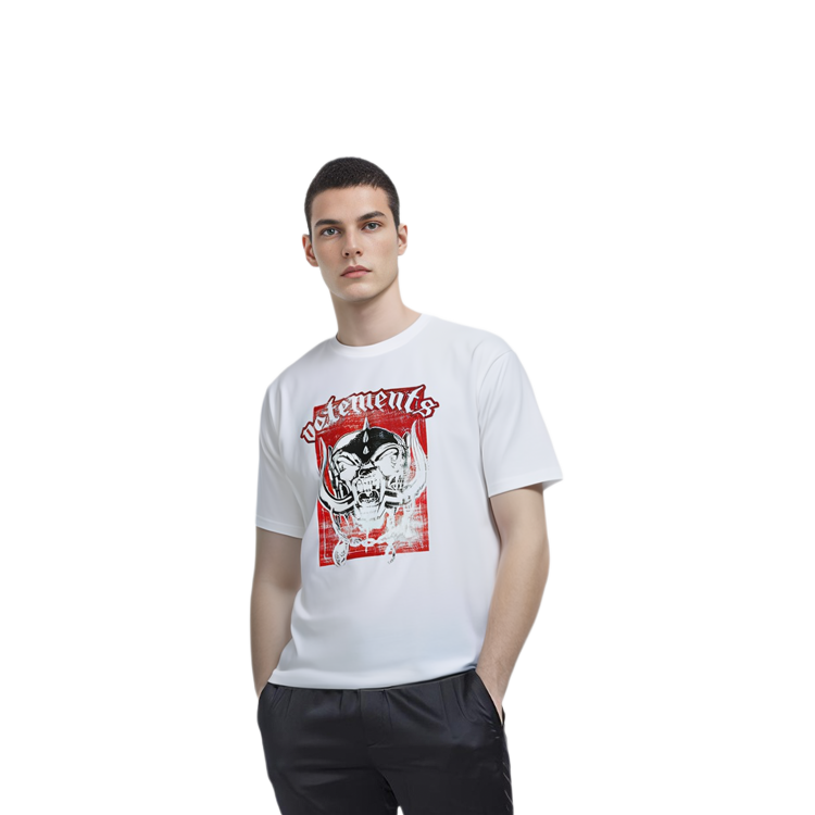 Purchase Vetements Kemeja-T Putih Unisex dengan Cetakan Huruf Tengkorak UAH21TR6671611