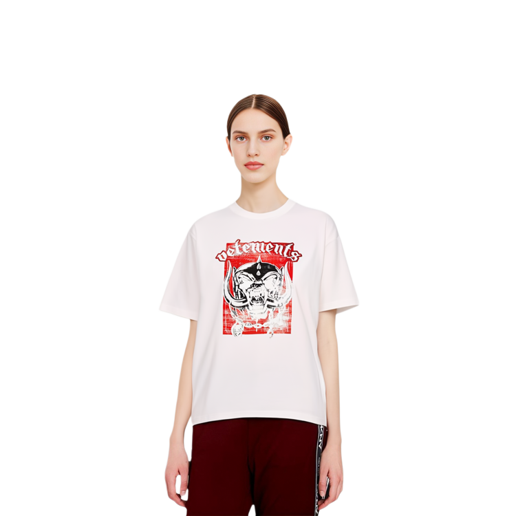 Details for Vetements Kemeja-T Putih Unisex dengan Cetakan Huruf Tengkorak UAH21TR6671611