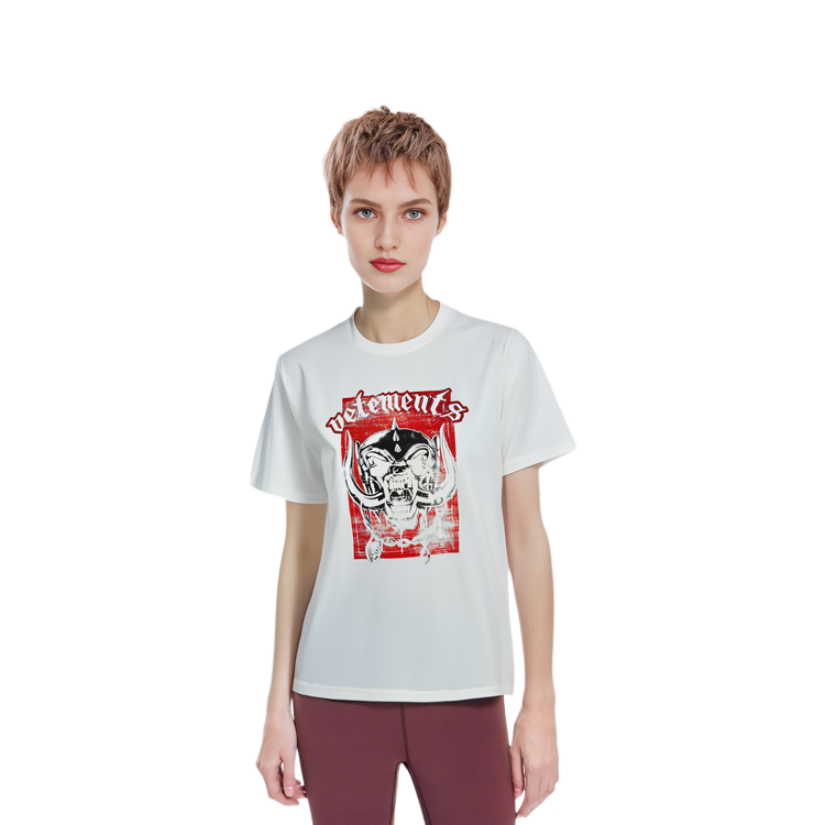 Cheap Vetements Kemeja-T Putih Unisex dengan Cetakan Huruf Tengkorak UAH21TR6671611