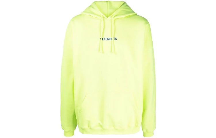 Vetements Yellow Logo Print Long Sleeve Unisex Sweatshirt UE52TR380-YNEON