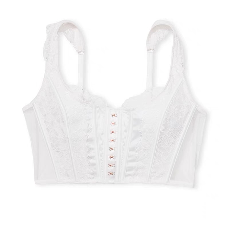 Victoria's Secret Lace Angel U-Shaped Bra White Lace Trim Solid Color. 11204614-34Y5