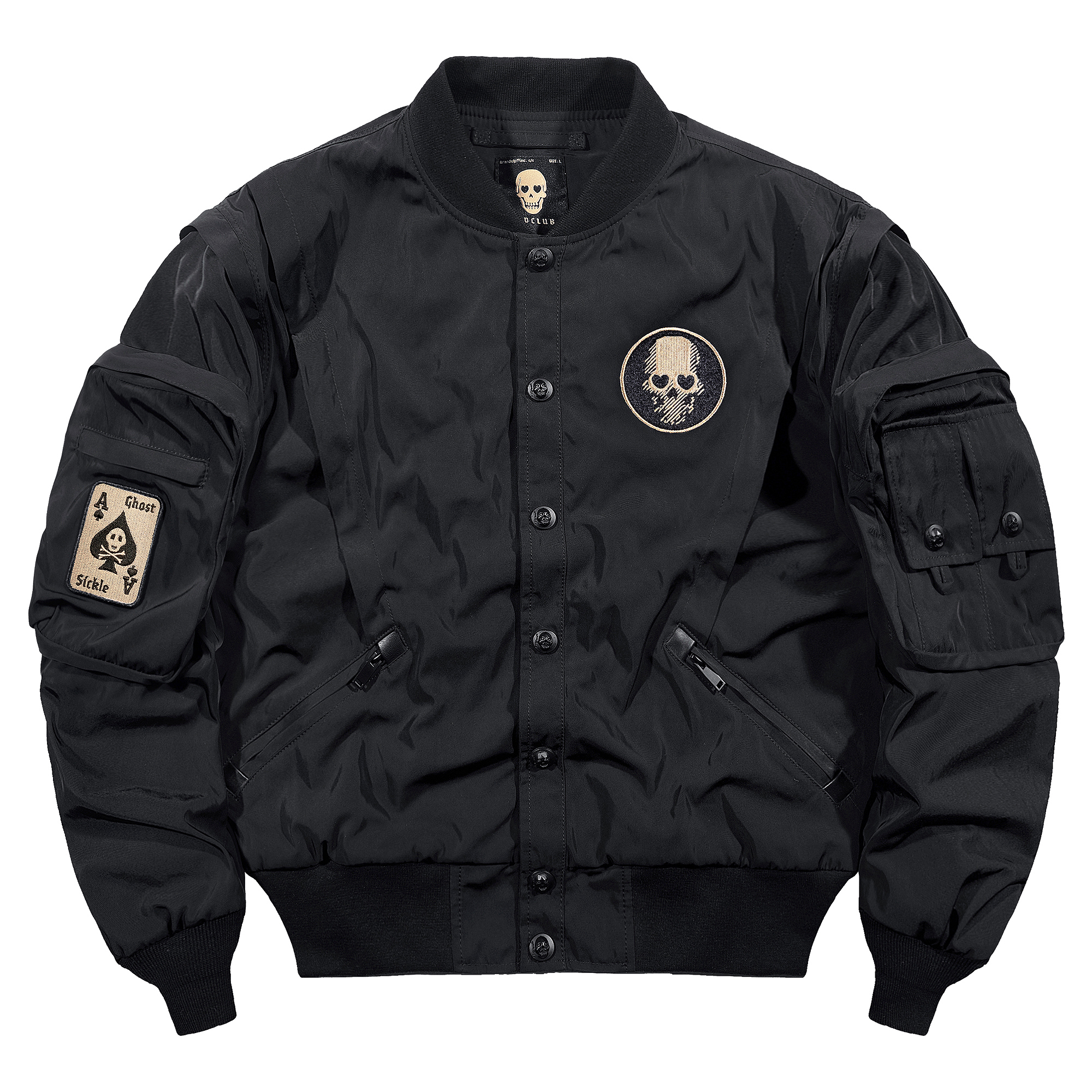 VIP Streetwear Reaper Series Skull Embroidery Oversized Jacket Unisex - Black AK191102