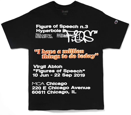 Virgil Abloh x MCA FOS Million Things Tee Black Buy Virgil Abloh x MCA FOS Million Things Tee Black