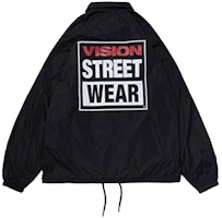 Vision Street Wear Classic Box Logo Coach Jacket Unisex Black V000NN000502 Vision Street Wear Classic Box Logo Coach Jacket Unisex Black V000NN000502