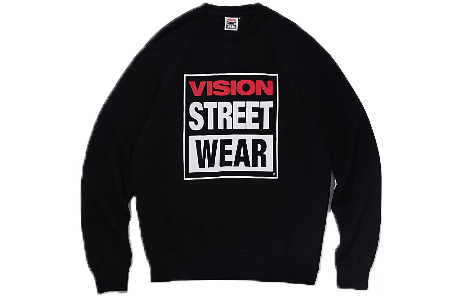 Vision Street Wear Classic Logo Print Crewneck Sweatshirt Unisex Black V000NB000302