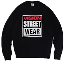 Vision Street Wear Classic Logo Print Crewneck Sweatshirt Unisex Black V000NB000302 Vision Street Wear Classic Logo Print Crewneck Sweatshirt Unisex Black V000NB000302