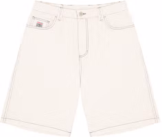 Vision Street Wear Classic Retro White Denim Shorts Unisex Mid-Rise Style V241NE800401 Vision Street Wear Classic Retro White Denim Shorts Unisex Mid-Rise Style V241NE800401