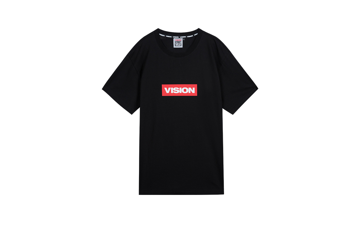Vision Street Wear Letter Print Casual Knit T-Shirt Unisex Black V191NC406102